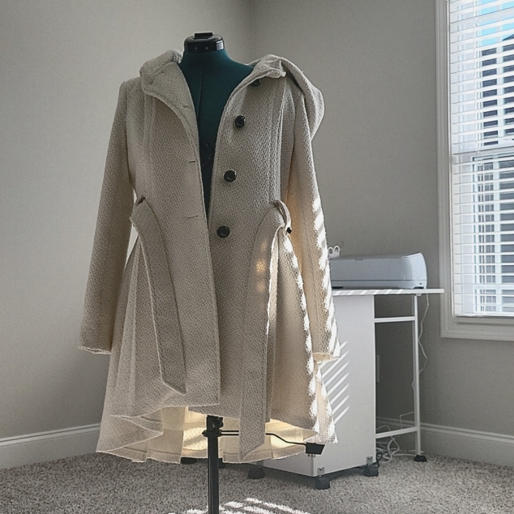 Cream Hooded  Steve Madden winter dress coat